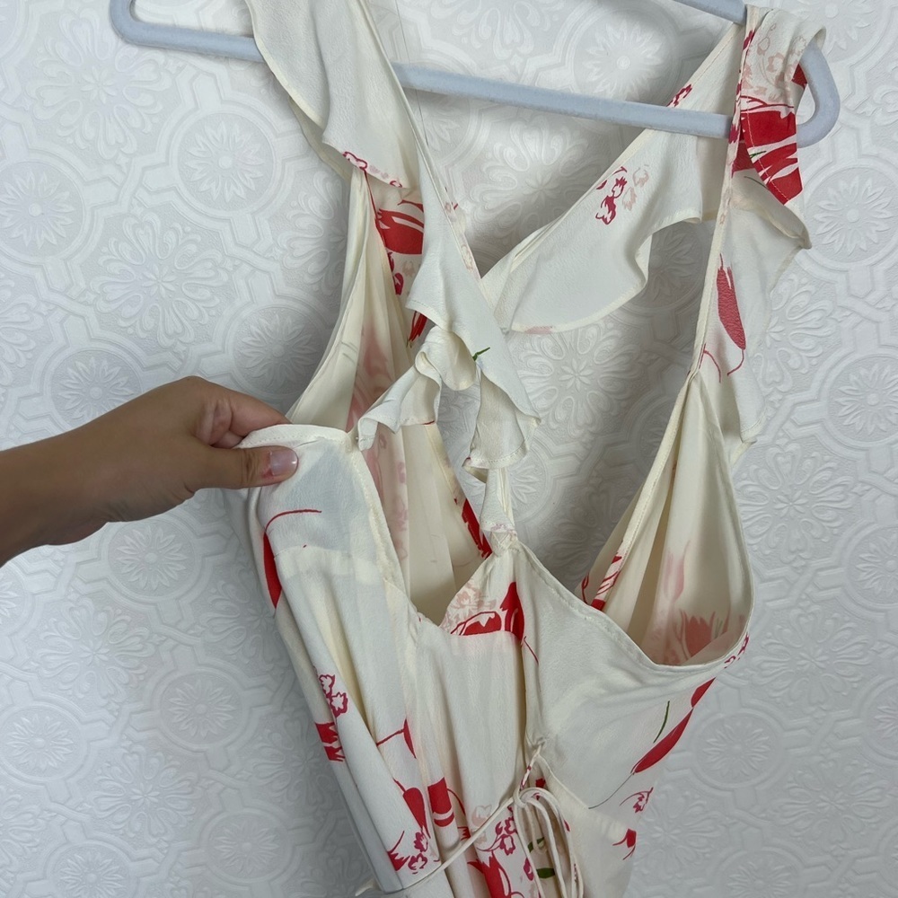 Privacy Please Fillmore Wrap‎ Midi Dress Cream Floral Strappy Slit - Picture 8 of 8